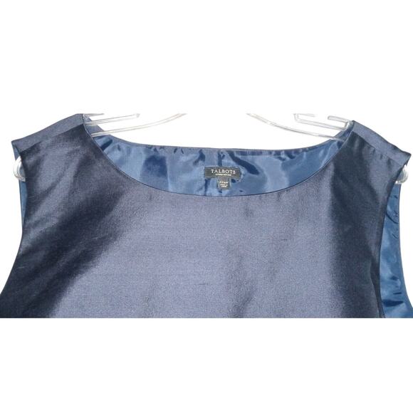 Talbots Womens Silk Wool Sleeveless Top 22 Navy Blue Business Formal Luxe Plus - Picture 2 of 6